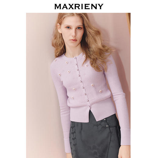 MAXRIENY法式优雅穿搭立体化套头羊毛针织开衫25秋款修身收腰上衣(货号:MF86SW509) 商品图3