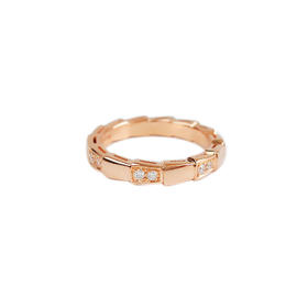 【95新】BVLGARI宝格丽Serpenti Viper系列353272/AN857896 18K玫瑰金窄版半钻蛇骨戒指55号中性款010925NJS09 现售价：14300