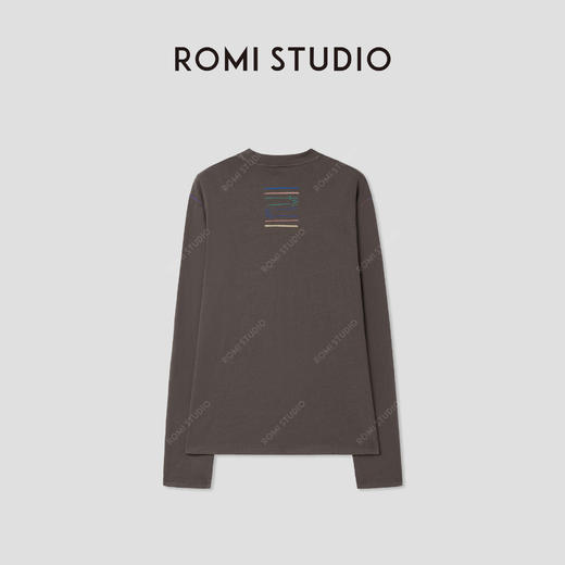 ROMI STUDIO“轻盈自在”100棉撞色明线微弹圆领长袖上衣RWCAS64994 商品图1