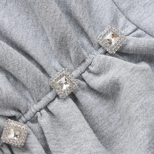 MAXRIENY2025秋冬小众设计感灰色褶皱高腰开叉卫衣包臀半裙半身裙 商品图2