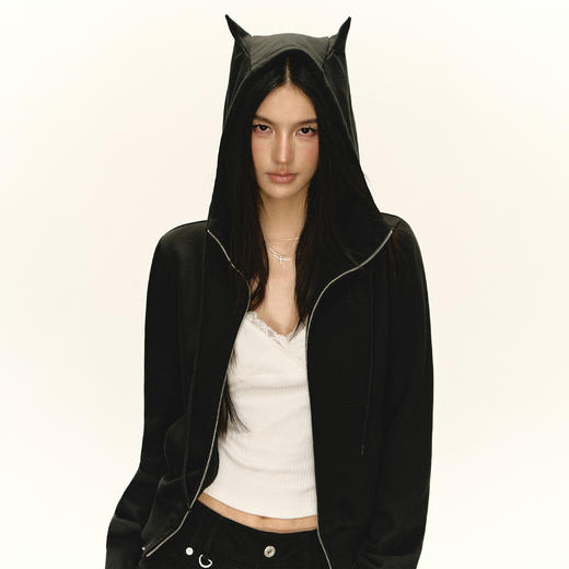 Ariseism 美式复古黑色修狗耳朵外套女秋季新款上衣 商品图4