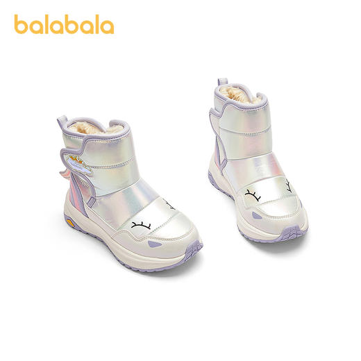 巴拉巴拉童鞋女童运动靴高帮靴子加绒保暖2025冬新款 商品图4