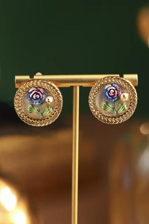 ESTACIA 复古莫奈花园浪漫玫瑰耳环 21222 商品图0