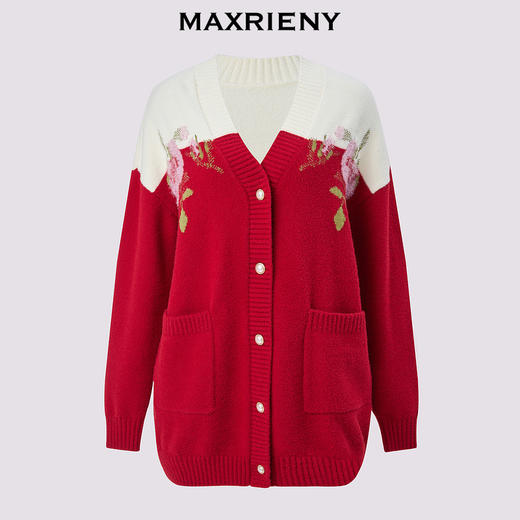 MAXRIENY复古小香风针织外套女装宽松百搭秋冬绣花上衣设计师(货号:MS85JA753) 商品图4
