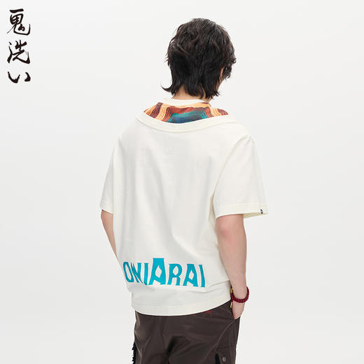 ONIARAI/鬼洗25秋季仿石器时代部落风格双罗纹领宽松T恤 A840020 商品图2