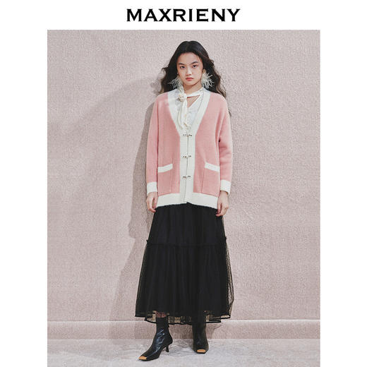 MAXRIENY复古浪漫慵懒感2025秋冬新款宽松毛衣针织开衫百搭外套(货号:MF85JA757) 商品图1