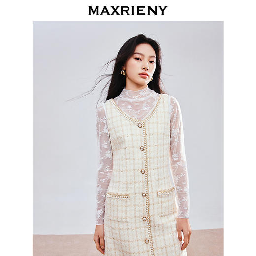 MAXRIENY千金小风连衣裙名媛高级气质25春季新款收腰显瘦温柔裙子(货号:MS85DR779) 商品图2