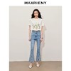 MAXRIENY文艺雏菊绣花钉珠短袖T恤2025夏季新款修身显瘦截短上衣(货号:MS85TS017) 商品缩略图1