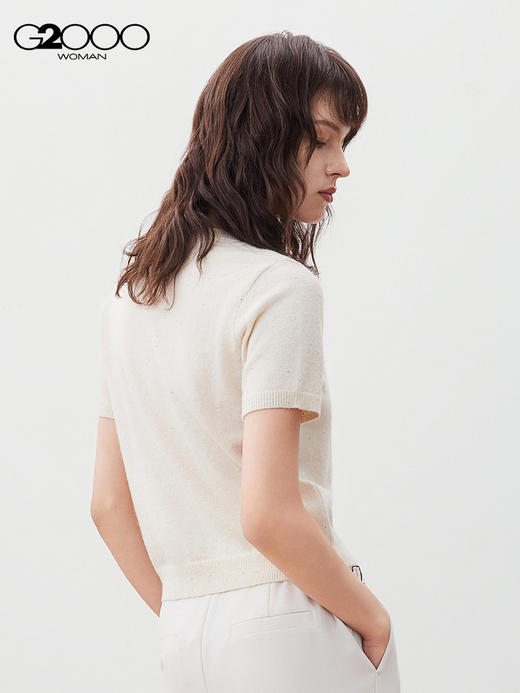G2000【闪片装饰/商场新款】女装FW25柔软舒适百搭短袖针织衫56278001 商品图2