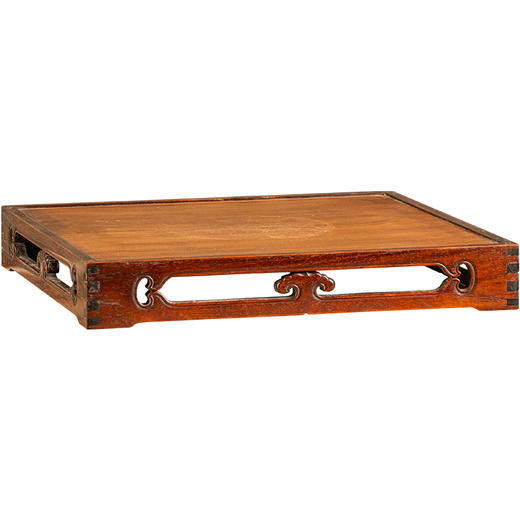 清	黄花梨透雕如意云纹鱼门洞方形器座 商品图5