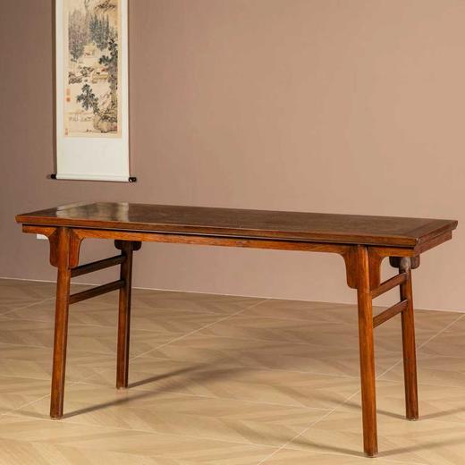 清	黄花梨镶瘿木夹头榫刀牙板平头案 商品图0