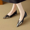 【预售5天】法式低跟浅口单鞋女小皮鞋真皮蛇纹拼色百搭尖头平底鞋DB&M6568 商品缩略图0