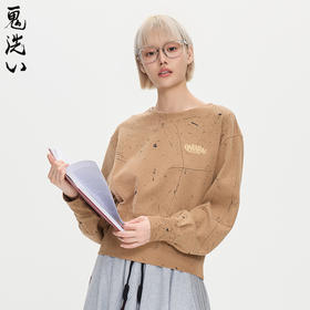 ONIARAI/鬼洗25秋冬黑标新品领口宽松半截卫衣女 A240015