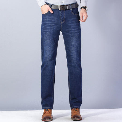 圣得西男士牛仔裤2025秋季新款中青年宽松直筒加厚棉弹休闲长裤 商品图2