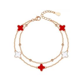 卡蒂罗KADER 四叶草双层手链 小众国潮时尚经典百搭双层高级感转运轻奢叠戴可调节拼接链 时来运转小众轻奢显白设计