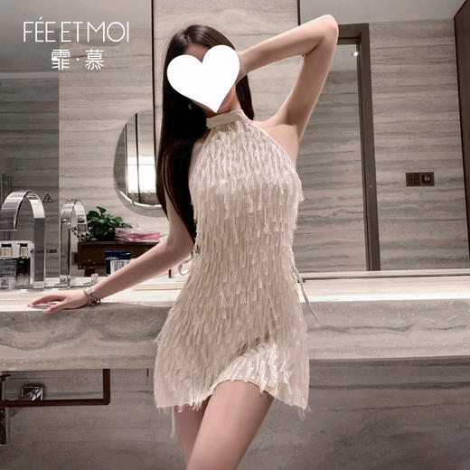 【情趣内衣】霏慕 蜜粉星穗侧开衩系带裙6533 商品图3