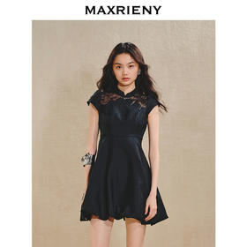 MAXRIENY2024年新中式提花花苞连衣裙美拉德穿搭(货号:MS85DR078)