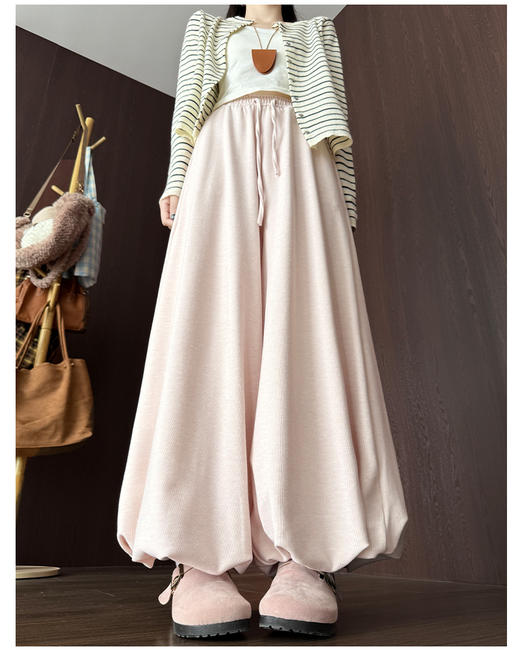 【YW】无忧购  温柔风糯米花苞裤裙女秋季高腰针织休闲灯笼裤裙H-1930（截单后3-5天发货） 商品图6