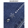MAXRIENY精致日常风烫钻修身微喇牛仔蓝休闲长裤(货号:MF86TR254) 商品缩略图3