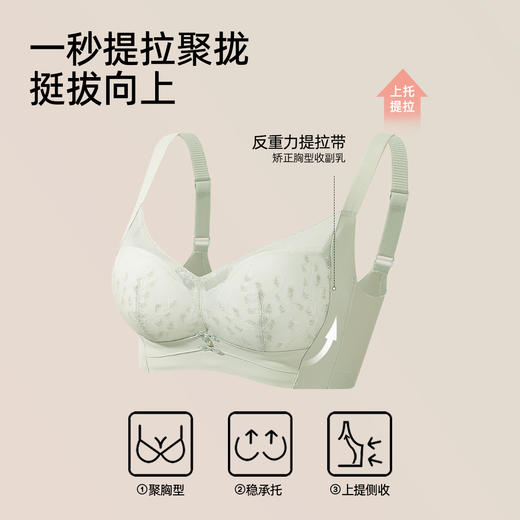 熳洁儿 小胸聚拢文胸反重力提拉无骨无钢圈光面网纱莫代尔杯25761508 商品图1