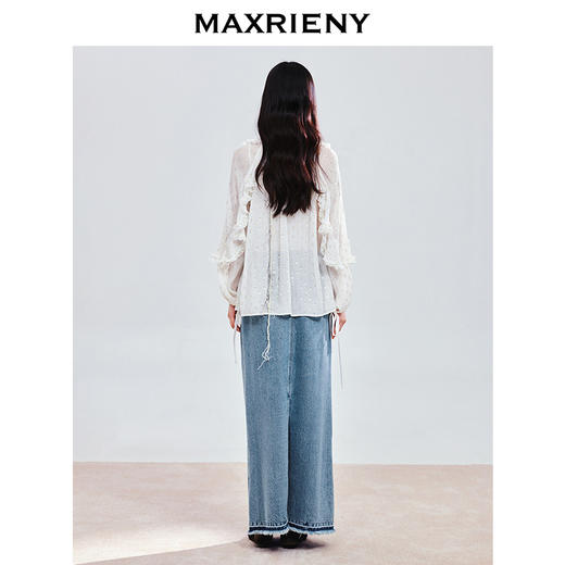 【商场同款-25春新品】MAXRIENY宫廷荷叶领蕾丝雪纺衫桑蚕丝上衣(货号:MC85TP785) 商品图3