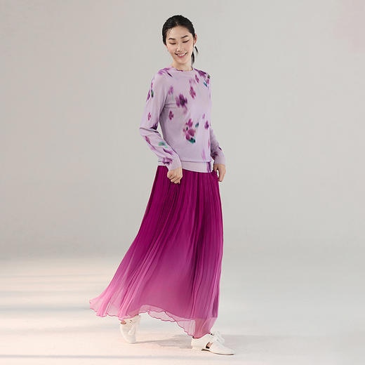 【林栖设计小店】木槿紫听风系列绵羊毛织上衣粉色印花显瘦气质长袖2025秋冬新款针织1954025 商品图4