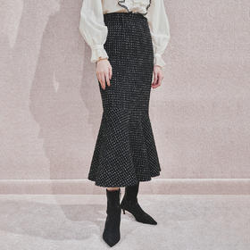 MAXRIENY法式复古感鱼尾半裙2024秋冬半身裙