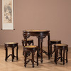 二十世纪	红木镶粉彩瓷板双龙戏珠圆台圆凳成套（一桌五凳） 商品缩略图0