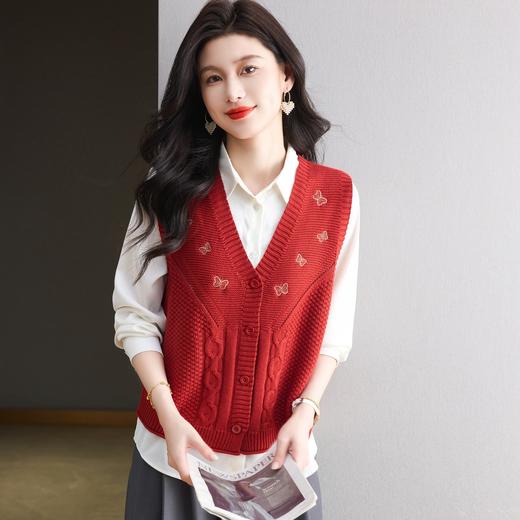坎肩绣花马夹上衣外搭马甲，针织背心毛衣外套开衫CC-13-98001 商品图3