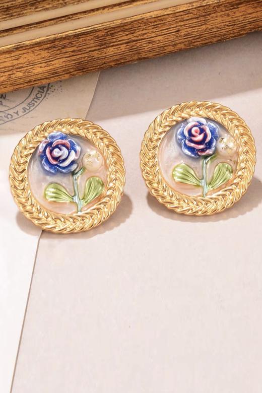 ESTACIA 复古莫奈花园浪漫玫瑰耳环 21222 商品图1