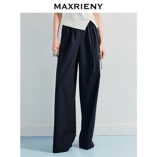 【商场同款】MAXRIENY2025春夏精工打褶休闲阔腿裤(货号:MF86TR001) 商品图2