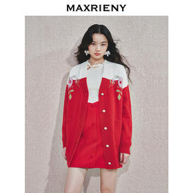MAXRIENY复古小香风针织外套女装宽松百搭秋冬绣花上衣设计师(货号:MS85JA753)
