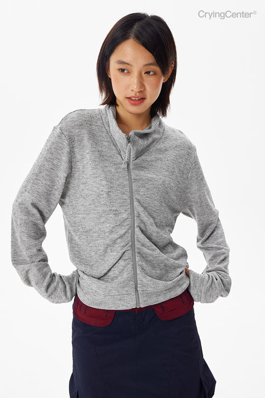 CryingCenter 斜门襟抽褶拉链开衫 哭喊中心 商品图4