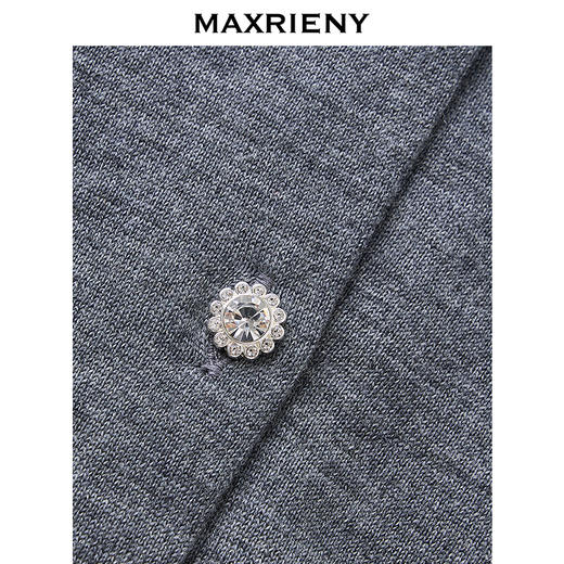 MAXRIENY格雷系气质穿搭羊毛针织衫25秋款收腰显瘦钉钻上衣女(货号:MF86SW511) 商品图2
