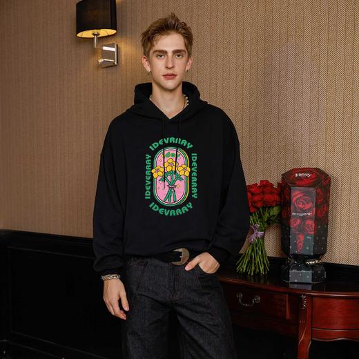 IDEVERRAY情侣同款连帽卫衣宽松长袖秋季法式印花约会穿搭上衣 商品图1