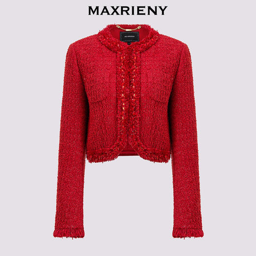 【贵雅日常-商场同款】MAXRIENY华丽立体边缘装饰小香风红色外套(货号:MC85JA554) 商品图4