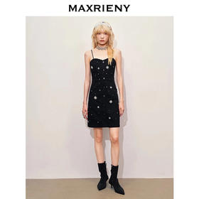 MAXRIENY【银河精灵-商场同款】精致华丽感满钻吊带连衣裙显瘦法式(货号:MC85DR367)