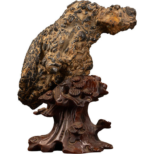 清	珍珠灵璧石高瞻远瞩赏石（红木座） 商品图5