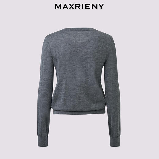 MAXRIENY格雷系气质穿搭羊毛针织衫25秋款收腰显瘦钉钻上衣女(货号:MF86SW511) 商品图4