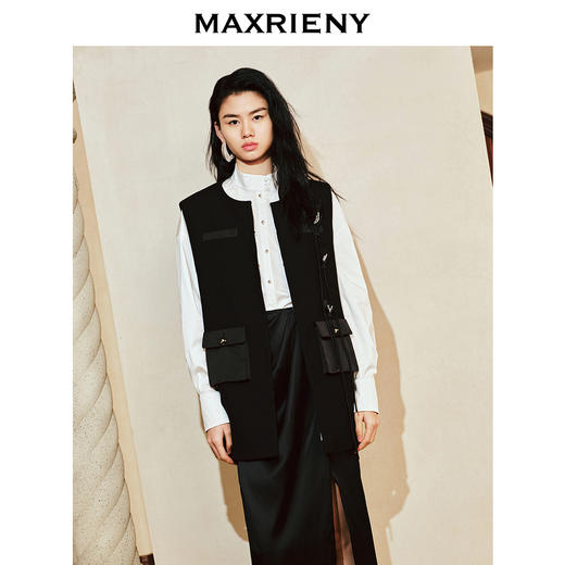 【东方玉兰-商场同款新品】MAXRIENY精致复古时尚感廓形马夹背心202(货号:MC85VE002) 商品图0