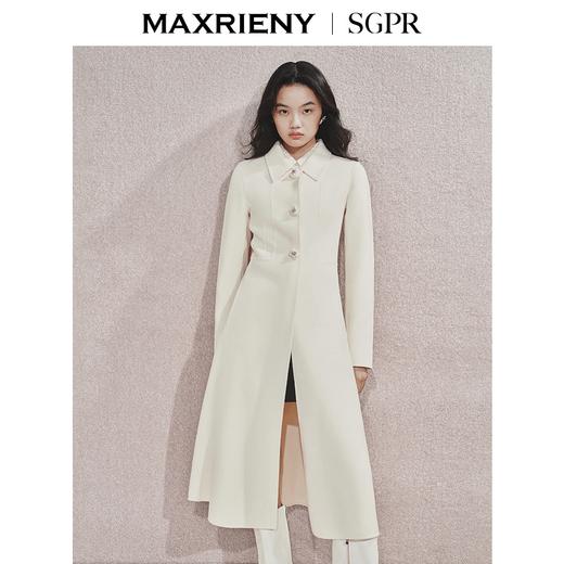 MAXRIENY极简赫本风绵羊毛过膝长款大衣气质女24秋新款外套澳毛(货号:MS85CT511) 商品图1