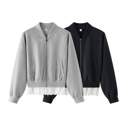 商场同款|森马外套女秋棒球领短夹克花边吊带2025新款气质两件套 商品图4