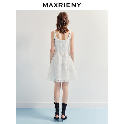 MAXRIENY2025年夏季新款蝴蝶结千金小香风花纱白色连衣裙(货号:MF86DR252) 商品图3