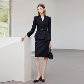 IWY/气质干练黑色职业西装套裙女高级感接待商务工作服通勤正装CS2470