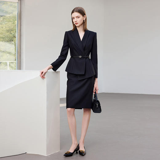 IWY/气质干练黑色职业西装套裙女高级感接待商务工作服通勤正装CS2470 商品图0