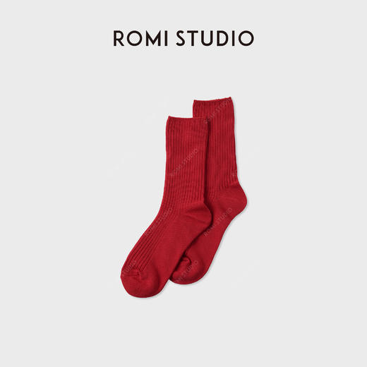 ROMI STUDIO“极简百搭”高支棉坑条抗起球中筒水手袜 RWCAP06306 商品图1