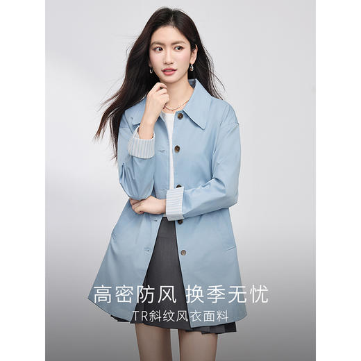 【五折购】熙世界风衣外套女中长款2025年春秋新款宽松休闲小个子英伦风大衣 商品图1