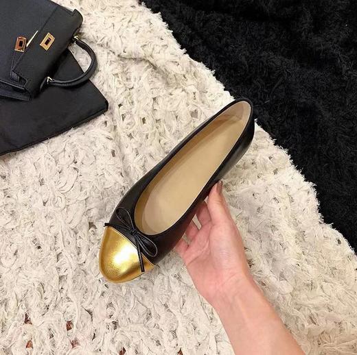 复古小羊皮（内衬含有羊皮）平底鞋--小香风浅口湖蝶结 商品图4