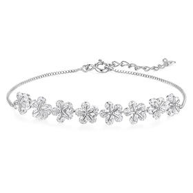 卡蒂罗KADER 花园派对手链 小清新繁花浪漫镶嵌满锆五瓣花甜美气质心动女友闪耀银河可调节拼接链