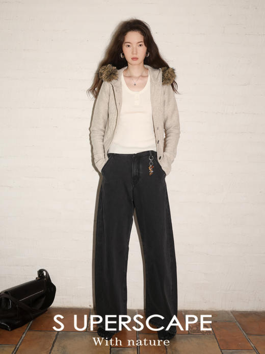 素舶 澳洲美利诺羊毛亲肤修身可拆卸毛领绞花复古连帽针织开衫 商品图3